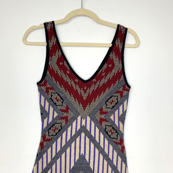 ASTR Geometric Tribal Bodycon Boho Knit Sweater Dress Sz S - Picture 3 of 8